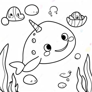 Cute Not Quite Narwhal Swimming Coloring Page 20843-19289