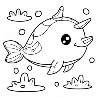 Cute Not Quite Narwhal Swimming Coloring Page 20843-19290