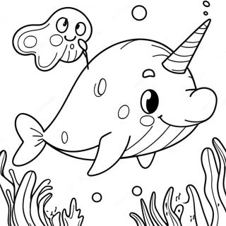 Cute Not Quite Narwhal Swimming Coloring Page 20843-19291