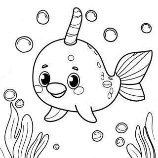 Cute Not Quite Narwhal Swimming Coloring Page 20843-19292