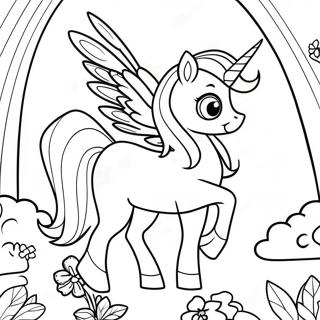 Magical Alicorn In A Rainbow Forest Coloring Page 2102-1726