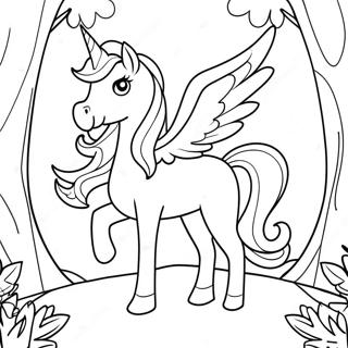 Magical Alicorn In A Rainbow Forest Coloring Page 2102-1727