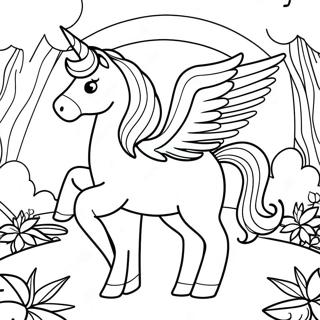 Magical Alicorn In A Rainbow Forest Coloring Page 2102-1728