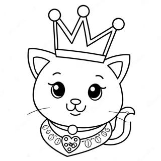 Royal Princess Kitty With Crown Coloring Page 21043-19449