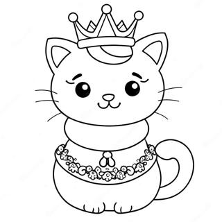 Royal Princess Kitty With Crown Coloring Page 21043-19450