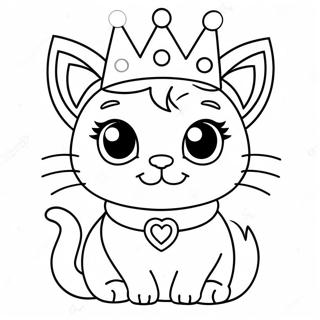 Royal Princess Kitty With Crown Coloring Page 21043-19451