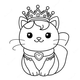 Royal Princess Kitty With Crown Coloring Page 21043-19452