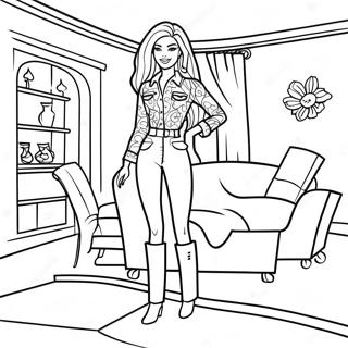 Fashionable 90s Barbie In A Dream House Coloring Page 21163-19542