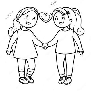 Cute Lesbian Couple Holding Hands Coloring Page 21243-19605