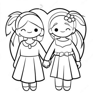 Cute Lesbian Couple Holding Hands Coloring Page 21243-19606