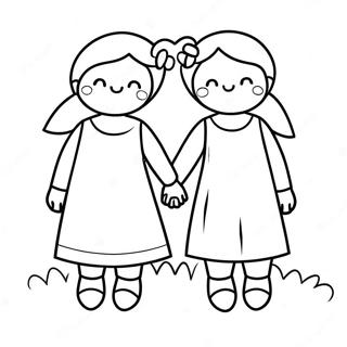 Cute Lesbian Couple Holding Hands Coloring Page 21243-19607