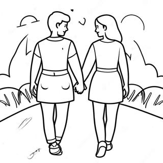 Cute Lesbian Couple Holding Hands Coloring Page 21243-19608