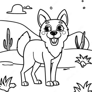 Playful Coyote In The Desert Coloring Page 21283-19638