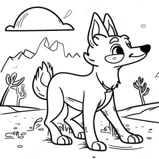 Playful Coyote In The Desert Coloring Page 21283-19639