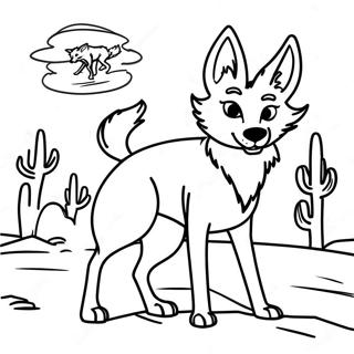 Playful Coyote In The Desert Coloring Page 21283-19640