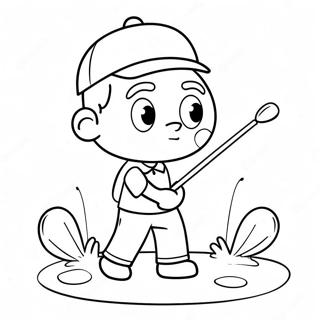 Cute Cartoon Golfer Coloring Page 2132-1749