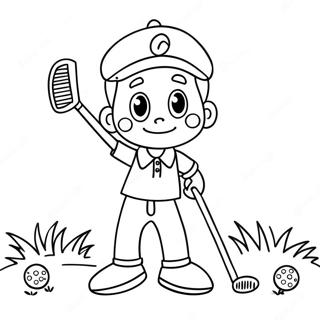 Cute Cartoon Golfer Coloring Page 2132-1750