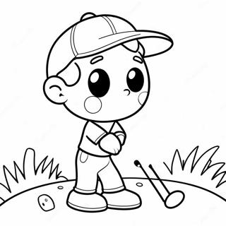 Cute Cartoon Golfer Coloring Page 2132-1751