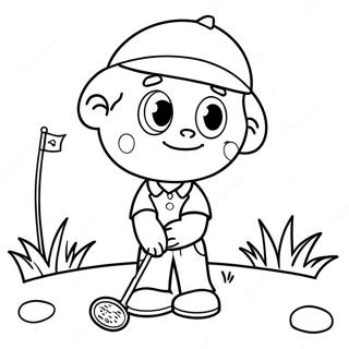 Cute Cartoon Golfer Coloring Page 2132-1752