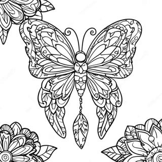 Dreamcatcher Butterfly For Adults Coloring Pages