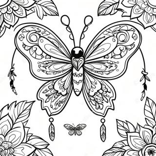 Dreamcatcher Butterfly Coloring Page 21332-19674