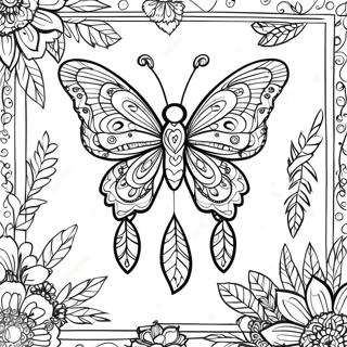 Intricate Dreamcatcher Butterfly Coloring Page 21333-19680