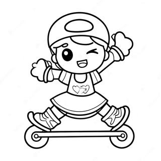 Cute Roller Skater Girl Coloring Page 21343-19686