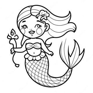 Enchanted Beautiful Mermaid Coloring Page 21362-19698