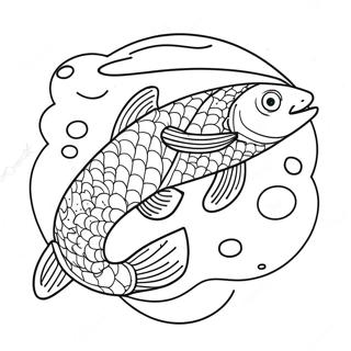 Cute Salmon Swimming Coloring Page 21513-19824