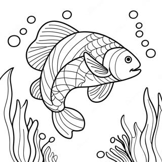 Cute Salmon Swimming Coloring Page 21513-19965