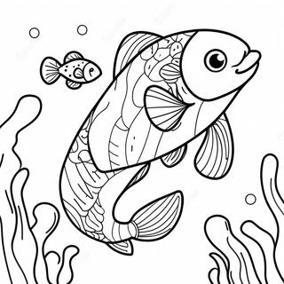 Cute Salmon Swimming Coloring Page 21513-19967