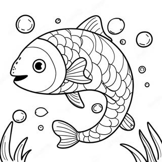 Cute Salmon Swimming Coloring Page 21513-19968