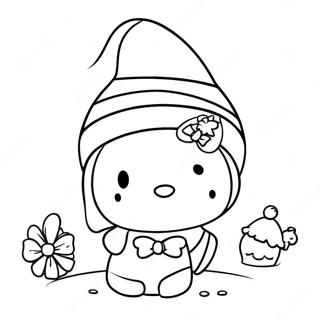 Festive Hello Kitty With Santa Hat Coloring Page 21523-19829