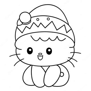 Festive Hello Kitty With Santa Hat Coloring Page 21523-19830