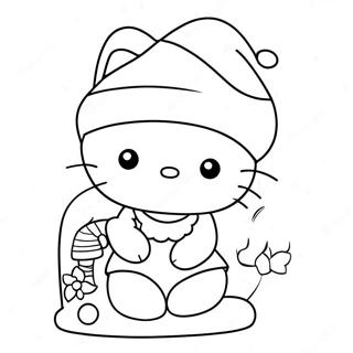 Festive Hello Kitty With Santa Hat Coloring Page 21523-19832