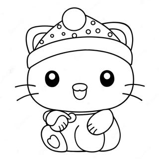 Festive Hello Kitty With Santa Hat Coloring Page 21523-19973