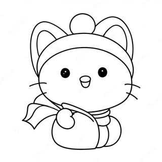 Festive Hello Kitty With Santa Hat Coloring Page 21523-19975