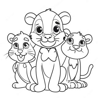 Cute Pink Panther With Friends Coloring Page 21543-19846