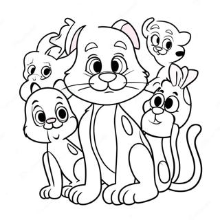 Cute Pink Panther With Friends Coloring Page 21543-19990