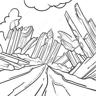 Destructive Earthquake Scene Coloring Page 21653-20077