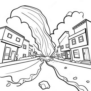 Destructive Earthquake Scene Coloring Page 21653-20078