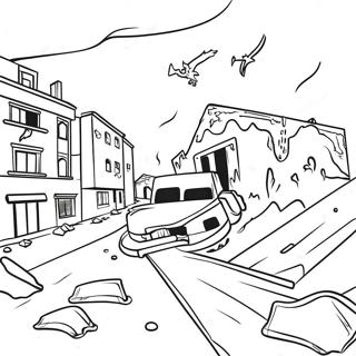 Destructive Earthquake Scene Coloring Page 21653-20079