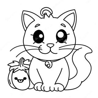 Spooky Black Cat With Pumpkin Coloring Page 21693-20110