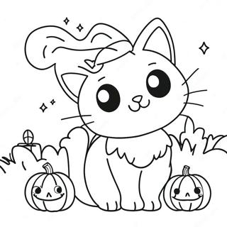 Spooky Black Cat With Pumpkin Coloring Page 21693-20111