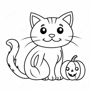 Spooky Black Cat With Pumpkin Coloring Page 21693-20112