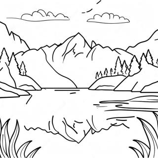 Serene Lake With Mountains Coloring Page 21703-20118