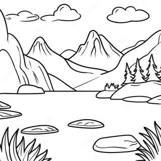 Serene Lake With Mountains Coloring Page 21703-20119