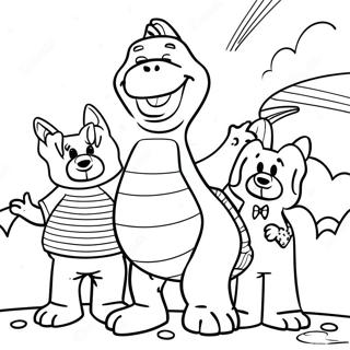 Barney Singing With Friends Coloring Page 2172-1782