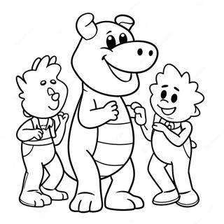 Barney Singing With Friends Coloring Page 2172-1784