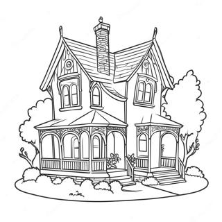 Charming Victorian Cottage Coloring Page 21773-20175